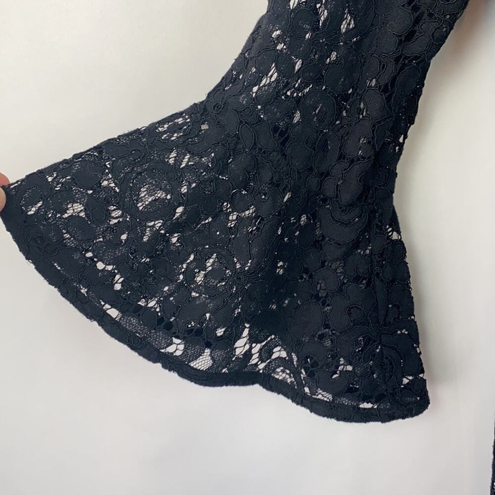 Ann Taylor Women's Black Lacy Long Sleeve Dress Size 00 Petite - Picture 5 of 12
